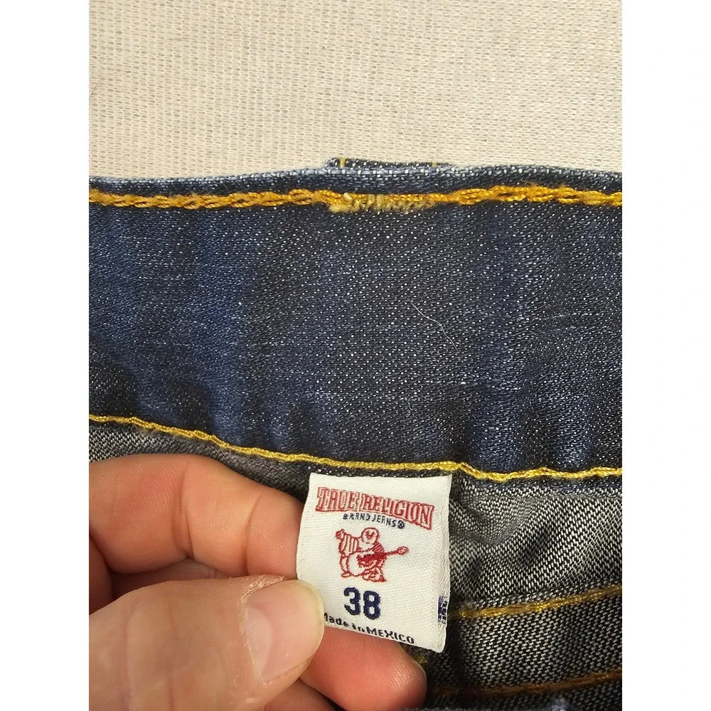 True Religion Section Slim Mens Jeans 38 Dark Wash Indigo Denim Cotton 31 Inseam